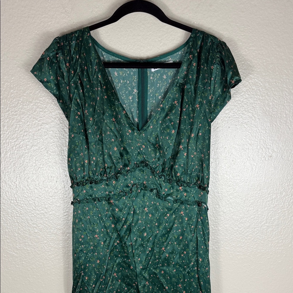 Reformation Kaye Silk Green Corriander Floral Midi Dress - Picture 4 of 10